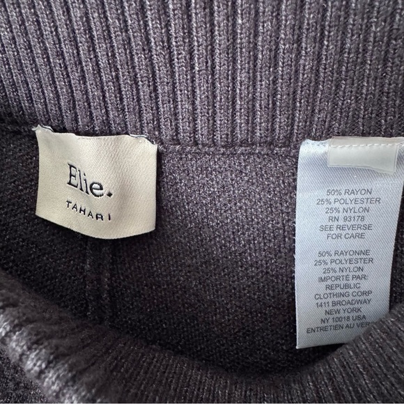 Elie Tahari charcoal gray knit wide leg pant Size M or 10 - Picture 4 of 8